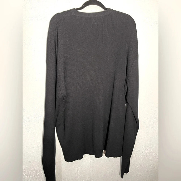 Pronto Uomo Men's Sweater Cotton Cashmere Size 2X V- Neck Bkack Lightweight - Picture 2 of 4